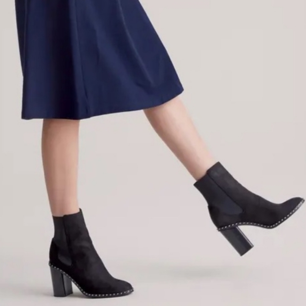rag & bone Black Suede Studded Block Heel Ankle Boots
